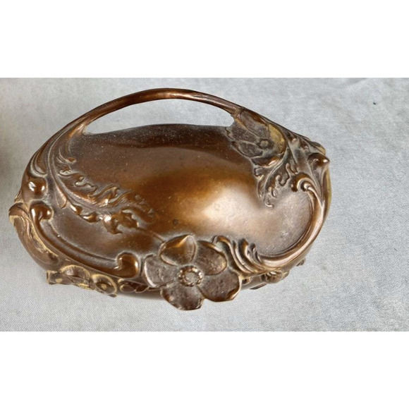 Brainard & Wilson B&W Antique Footed Brass Hinged Trinket Box Casket Art Nouveau - Picture 1 of 11